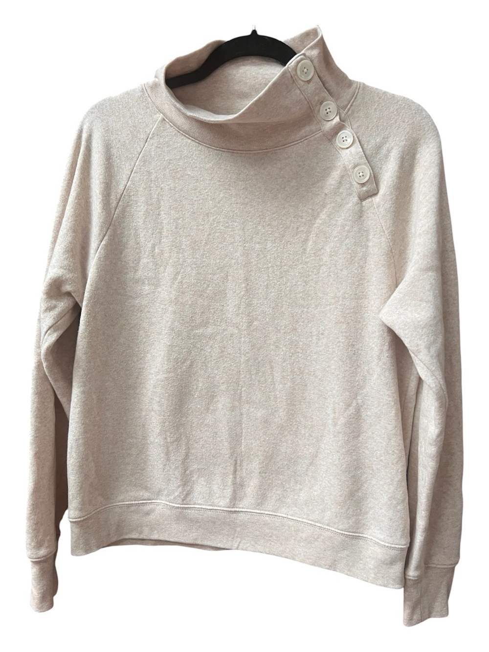 J. Crew Cream Button-Shoulder Mock Neck Sweater Medium